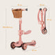 Trotineta, Lionelo, Franky, Multifunctionala, Pliabila, Pana la 50 kg, Bicicleta cu 3 roti si trotineta de echilibru, Ghidon reglabil, Sezut detasabil, Roti cu LED, Conform cu EN71, EN62115, 12 luni+, Roz