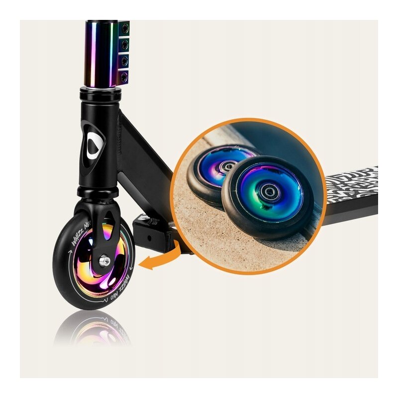 Trotineta, Lionelo, Whizz, Pentru Acrobatii, Rulmenti ABEC-9, Sistemul de compresie IHC 9, 20 - 100 kg, Conform cu standardul european de securitate EN14619, Multicolor - gogobaby.ro