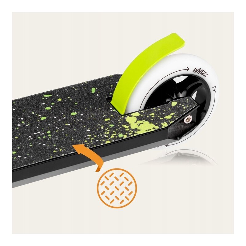 Trotineta, Lionelo, Whizz, Pentru Acrobatii, Rulmenti ABEC-9, Sistemul de compresie IHC 9, 20 - 100 kg, Conform cu standardul european de securitate EN14619, Verde/Negru - gogobaby.ro