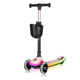 Trotineta pentru copii, Lionelo, Mey, Ultrapliabila, Cu lumini si cosulet, Maner ajustabil pe inaltime, 3 ani+, Pana la 50 Kg, Ultra usor, 2.8 kg, Conform cu standardul EN71-1/2/3, Certificata Intertek, Roz