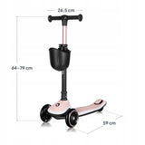 Trotineta pentru copii, Lionelo, Mey, Ultrapliabila, Cu lumini si cosulet, Maner ajustabil pe inaltime, 3 ani+, Pana la 50 Kg, Ultra usor, 2.8 kg, Conform cu standardul EN71-1/2/3, Certificata Intertek, Roz