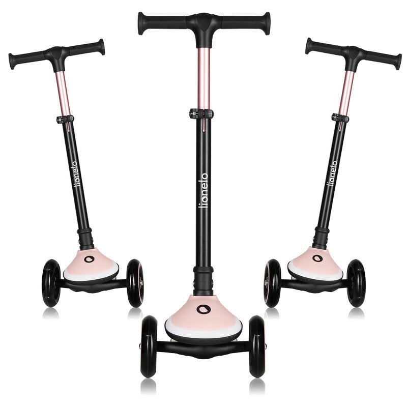 Trotineta pentru copii, Lionelo, Mey, Ultrapliabila, Cu lumini si cosulet, Maner ajustabil pe inaltime, 3 ani+, Pana la 50 Kg, Ultra usor, 2.8 kg, Conform cu standardul EN71-1/2/3, Certificata Intertek, Roz