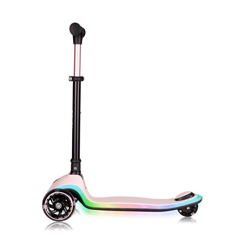 Trotineta pentru copii, Lionelo, Mey, Ultrapliabila, Cu lumini si cosulet, Maner ajustabil pe inaltime, 3 ani+, Pana la 50 Kg, Ultra usor, 2.8 kg, Conform cu standardul EN71-1/2/3, Certificata Intertek, Roz