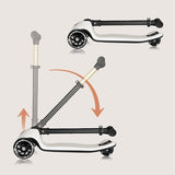 Trotineta pentru copii, Lionelo, Mey, Ultrapliabila, Cu lumini si cosulet, Maner ajustabil pe inaltime, 3 ani+, Pana la 50 Kg, Ultra usor, 2.8 kg, Conform cu standardul EN71-1/2/3, Certificata Intertek, Bej