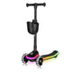 Trotineta pentru copii, Lionelo, Mey, Ultrapliabila, Cu lumini si cosulet, Maner ajustabil pe inaltime, 3 ani+, Pana la 50 Kg, Ultra usor, 2.8 kg, Conform cu standardul EN71-1/2/3, Certificata Intertek, Negru