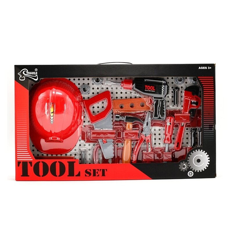 Trusa de scule copii, Tegole, Pentru atelier, Cu casca, 3 ani+, Multicolor - gogobaby.ro