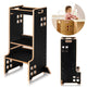 Turn de invatare Montessori, Lionelo, Cass, Functie de raft pentru carti, Pana la 30 kg, 12 luni - 6 ani, Din MDF si furnir, 3 trepte de inaltime, Negru