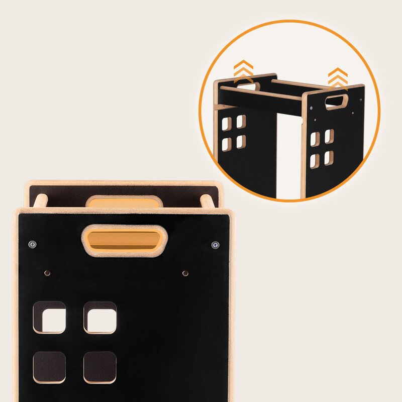 Turn de invatare Montessori, Lionelo, Cass, Functie de raft pentru carti, Pana la 30 kg, 12 luni - 6 ani, Din MDF si furnir, 3 trepte de inaltime, Negru - gogobaby.ro