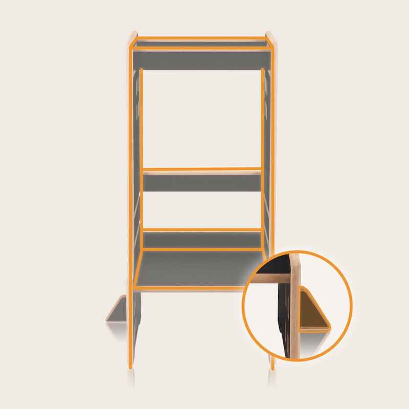 Turn de invatare Montessori, Lionelo, Cass, Functie de raft pentru carti, Pana la 30 kg, 12 luni - 6 ani, Din MDF si furnir, 3 trepte de inaltime, Negru - gogobaby.ro