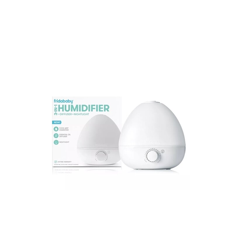 Umidificator, Fridababy, BreatheFrida, Cu ultrasunete 3 in 1, Ultra silentios, Include difuzor de uleiuri esentiale si lumina de veghe, Cu oprire automata, Rezervor BPA Free, Alb - gogobaby.ro