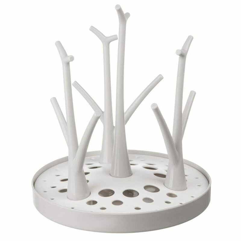 Uscator, Bocioland, Pentru biberoane, Cu design flexibil, Fara BPA, Pentru 8 recipiente, 22x26 cm, White - gogobaby.ro