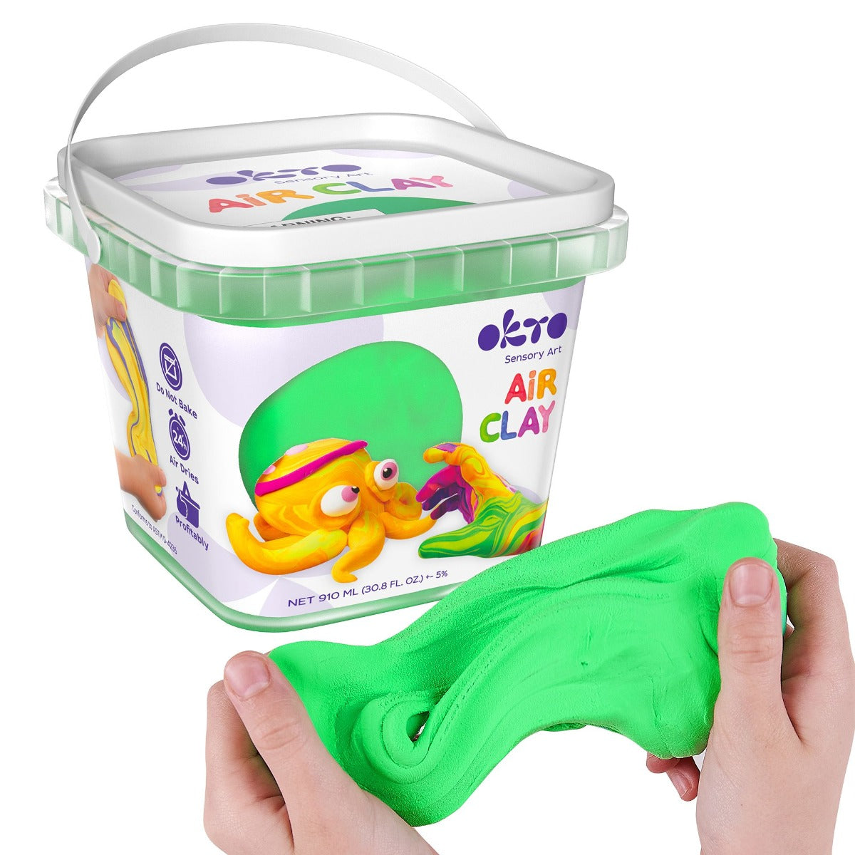 Air Clay pentru modelaj, 200g, Okto - Verde - gogobaby.ro