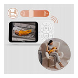Video monitor, Lionelo, Babyline 3.4, Ecran LCD de 3.5 inch, Raza de actiune pana la 300 m, Conectare 4 camere, Autonomie 8 h, Lampa RGB incorporata, Cantece de leagan, Zoom 4X, Mod nocturn, Alb