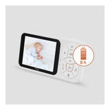 Video monitor, Lionelo, Babyline 3.4, Ecran LCD de 3.5 inch, Raza de actiune pana la 300 m, Conectare 4 camere, Autonomie 8 h, Lampa RGB incorporata, Cantece de leagan, Zoom 4X, Mod nocturn, Alb