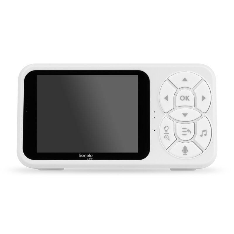 Video monitor, Lionelo, Babyline 3.4, Ecran LCD de 3.5 inch, Raza de actiune pana la 300 m, Conectare 4 camere, Autonomie 8 h, Lampa RGB incorporata, Cantece de leagan, Zoom 4X, Mod nocturn, Alb