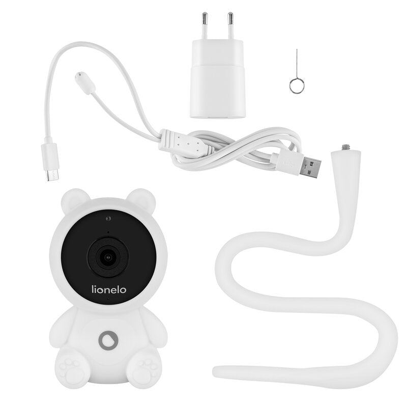 Video monitor Lionelo Babyline Smart 2.0, camera WiFi Full HD 1080p, aplicatie Lionelo Smart, comunicare bidirectionala, senzor temperatura, Alb