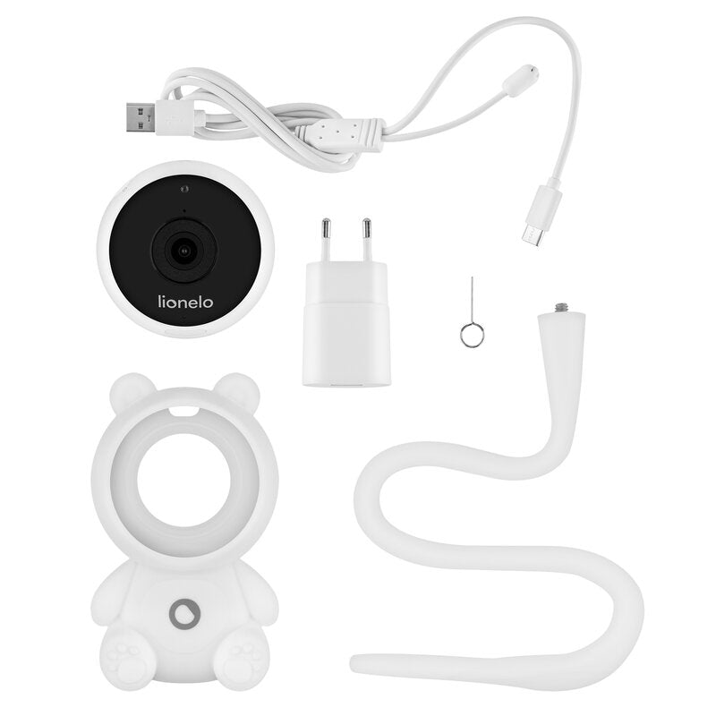 Video monitor Lionelo Babyline Smart 2.0, camera WiFi Full HD 1080p, aplicatie Lionelo Smart, comunicare bidirectionala, senzor temperatura, Alb