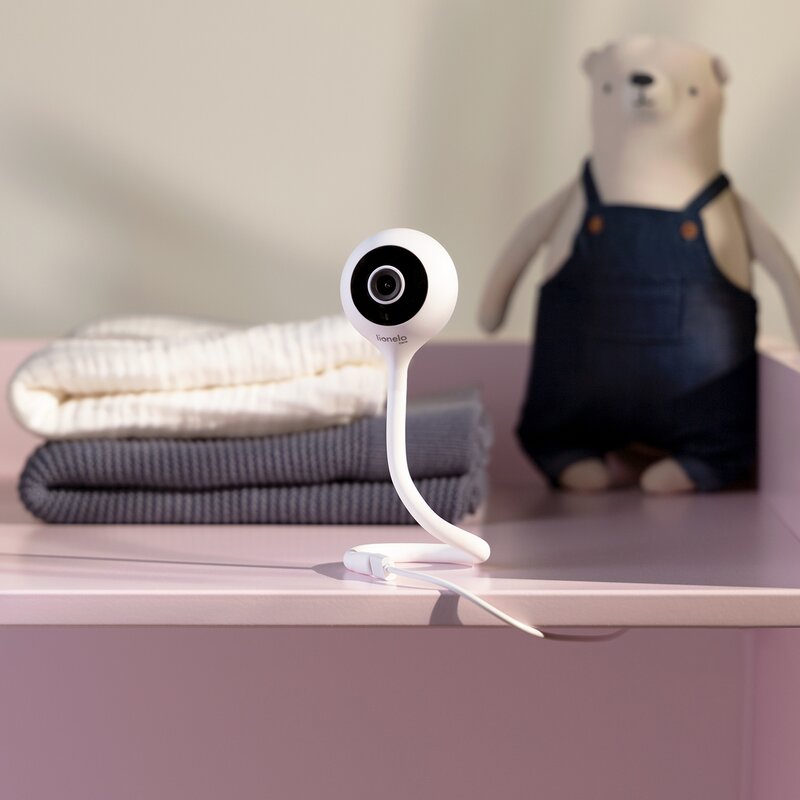 Video monitor, Lionelo, Babyline Smart, Cu aplicatie Smart Life, Cablu USB, Conexiune Wifi, Comunicare bidirectionala, Senzor de temperatura, Negru