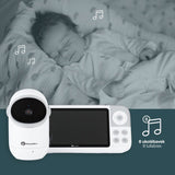 Video monitor, Petite&Mars, Eve 5.0, Ecran HD, Autonomie baterie pana la 16 ore, Raza de actiune 300m, Suport pentru pana la 4 camere, Comunicare bidirectionala, 8 melodii, Activare VOX la voce, Alb