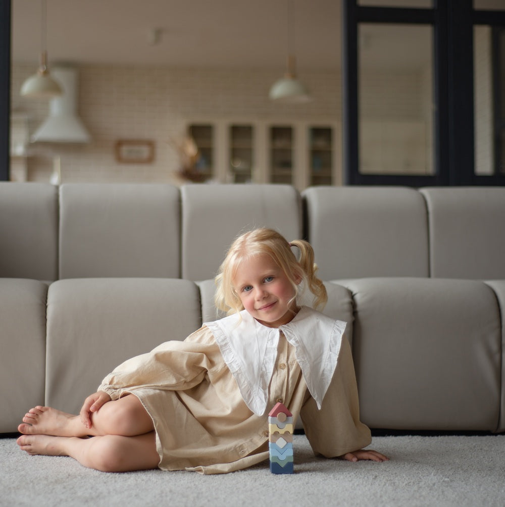Jucarie din lemn Cubika, Set Constructii Turn - 10 piese - gogobaby.ro