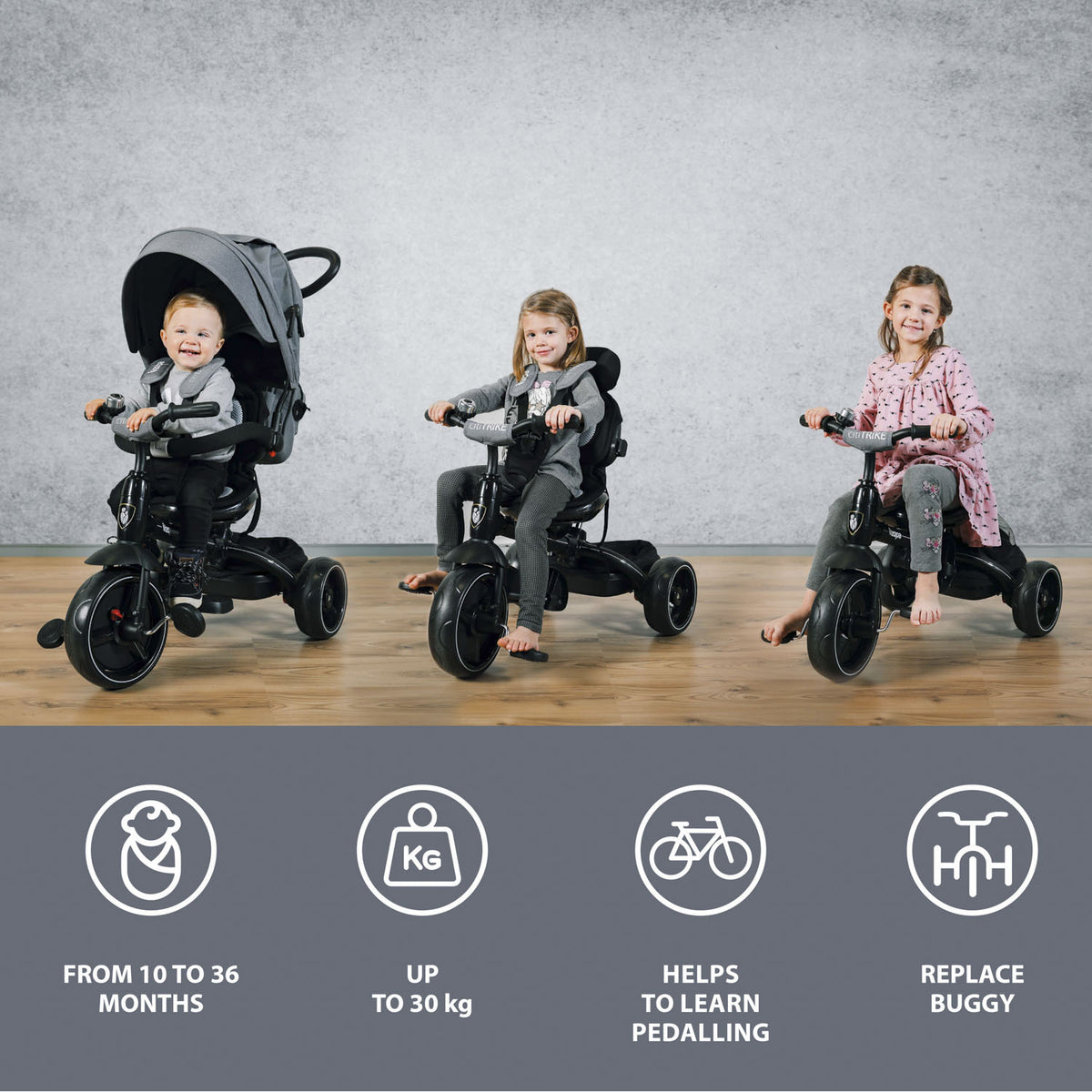 ZOPA - Tricicleta 6 moduri de utilizare Citi Trike Curry Yellow - gogobaby.ro